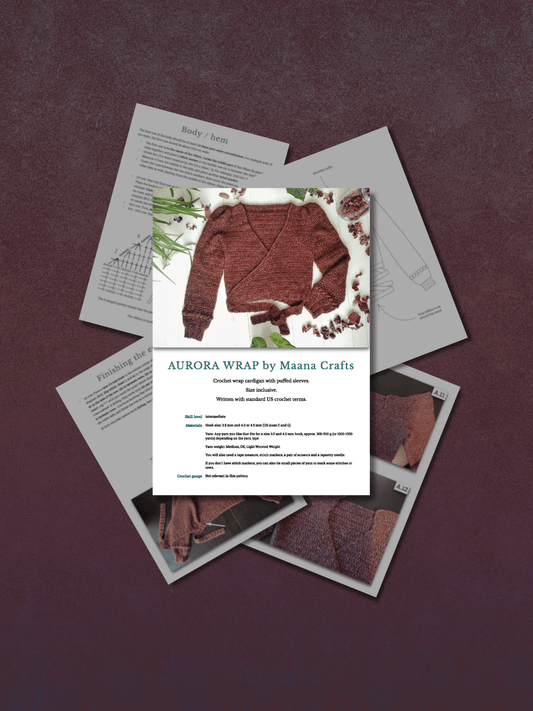 AURORA crochet tutorial: Wrap cardigan with puffy shoulders - Maana Crafts