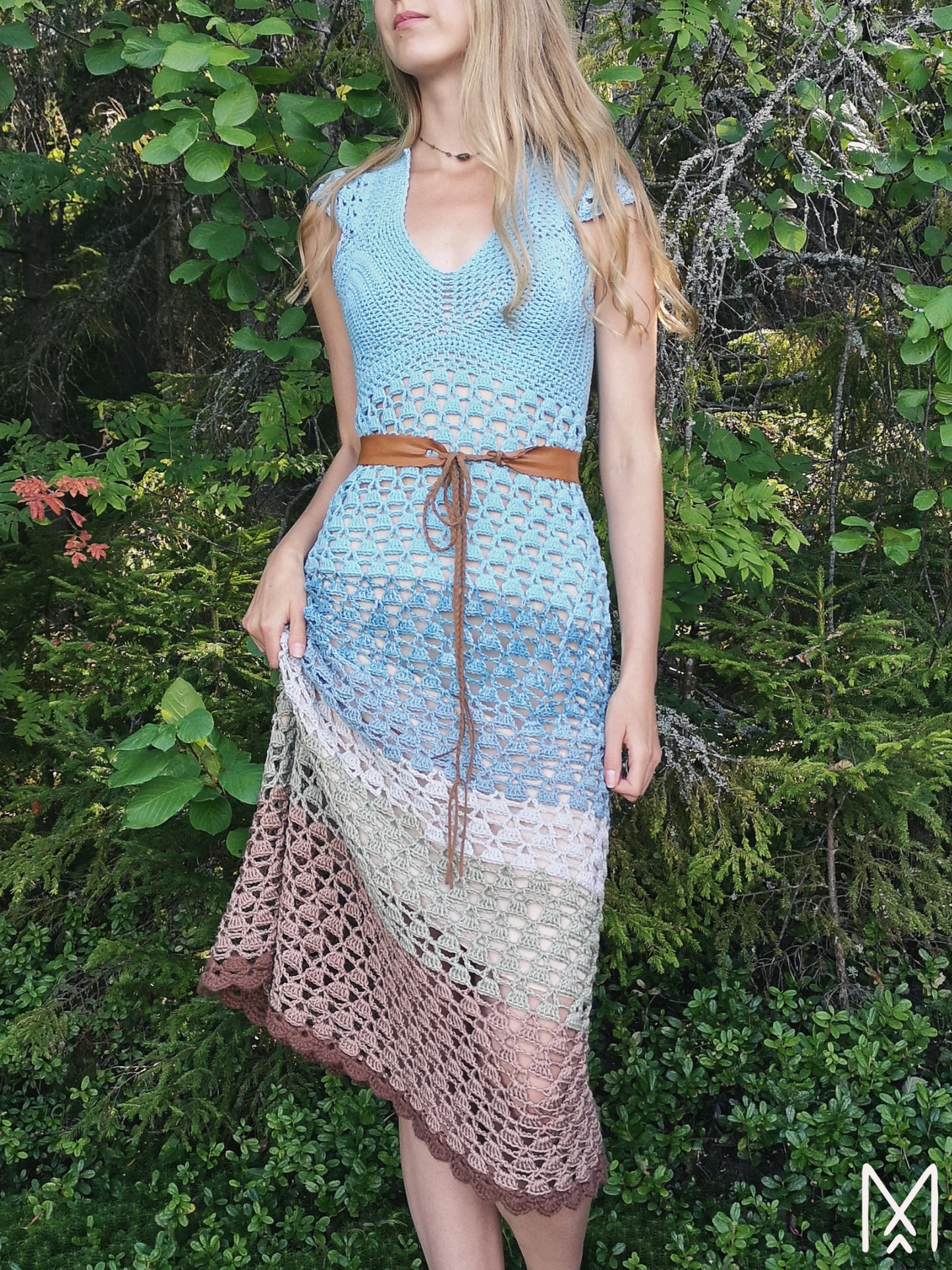 MUUSA | PDF crochet tutorial | Lace midi dress with short sleeves