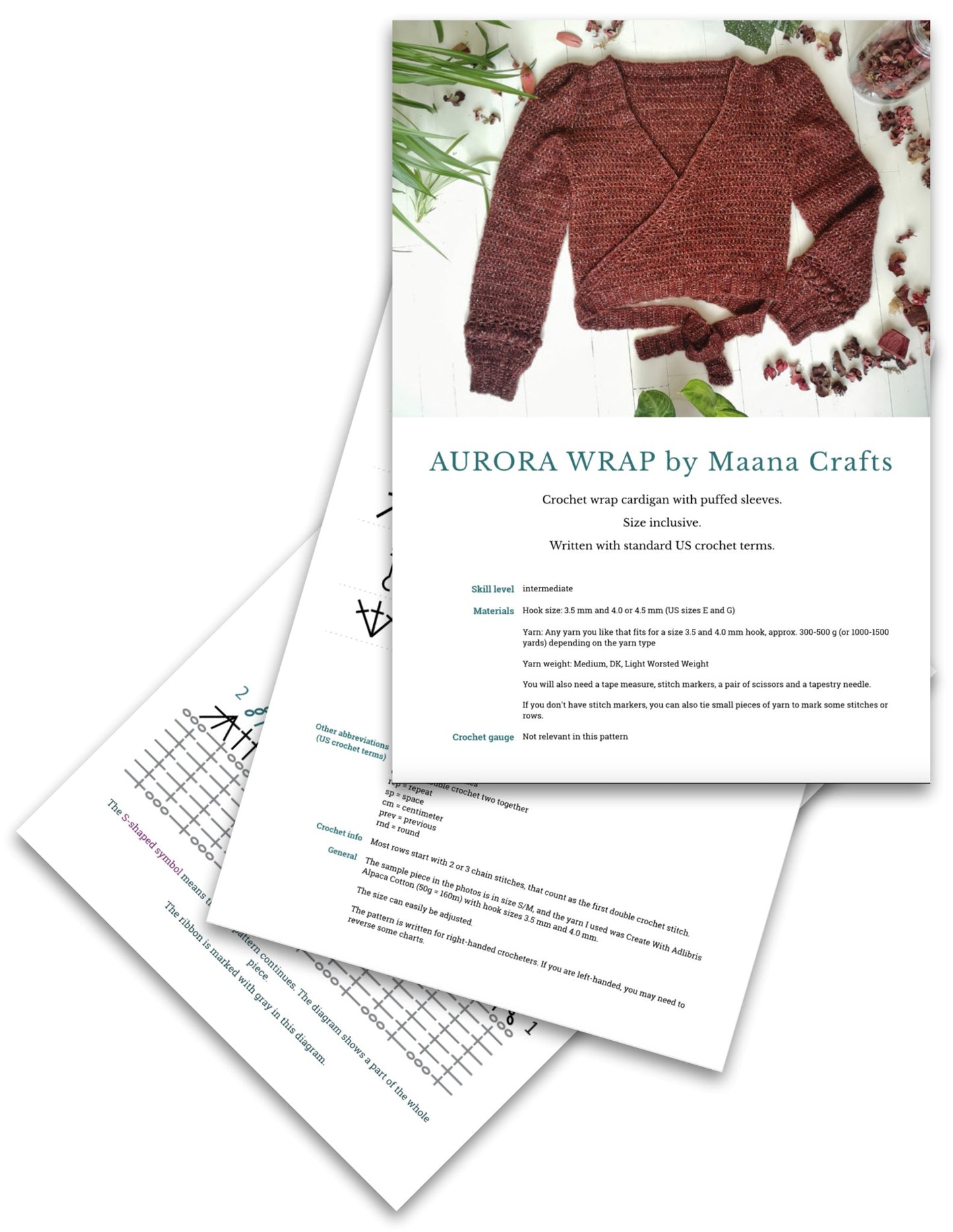 AURORA crochet tutorial: Wrap cardigan with puffed shoulders - Maana Crafts