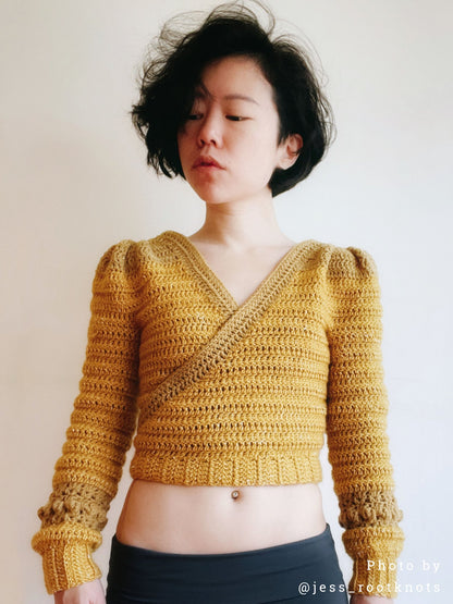 AURORA crochet tutorial: Wrap cardigan with puffed shoulders - Maana Crafts