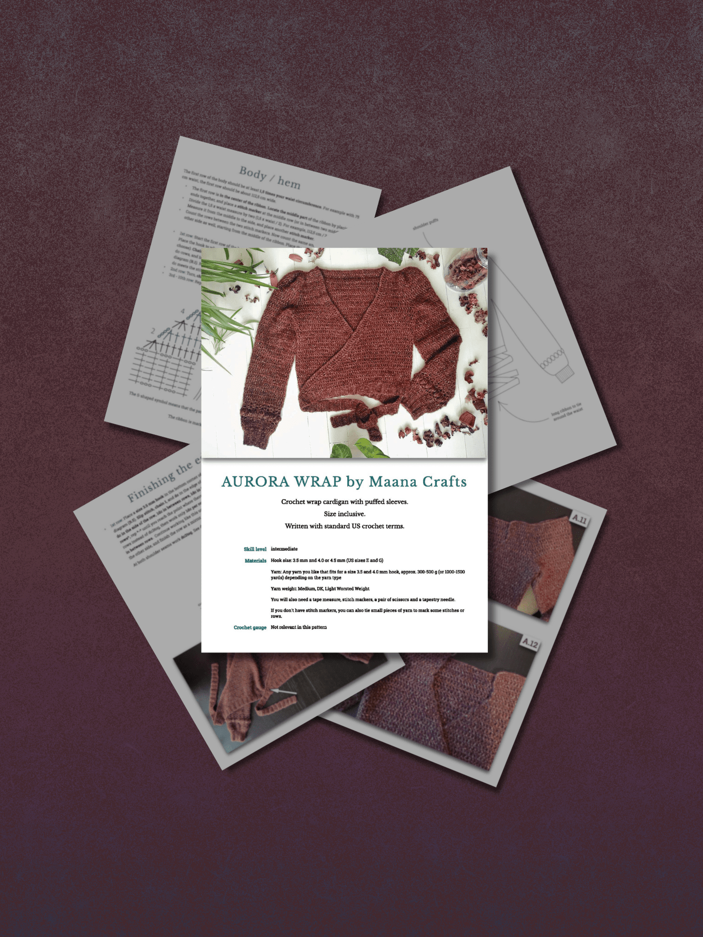 AURORA crochet tutorial: Wrap cardigan with puffy shoulders - Maana Crafts