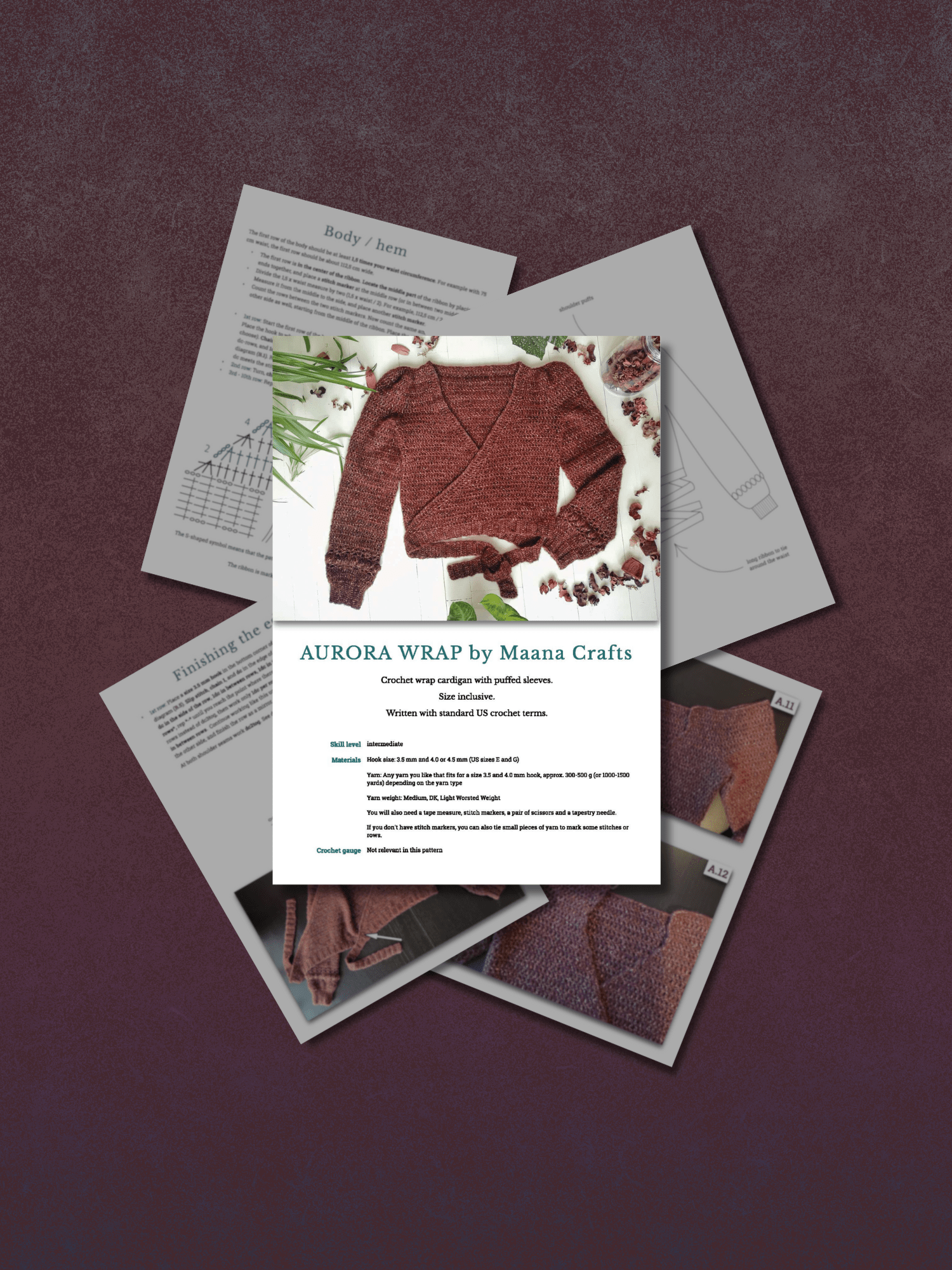 AURORA crochet tutorial: Wrap cardigan with puffy shoulders - Maana Crafts