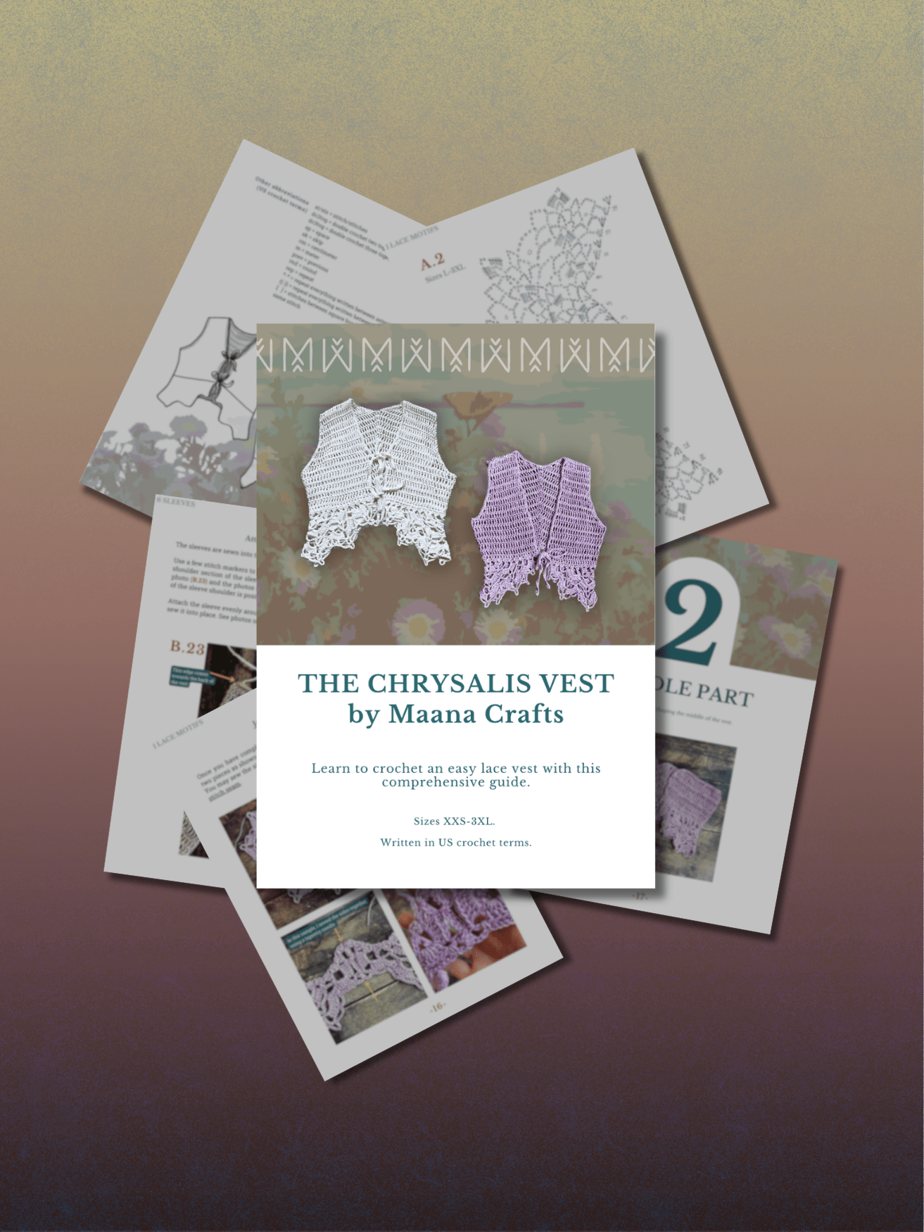 CHRYSALIS crochet pattern: Lace vest - Maana Crafts