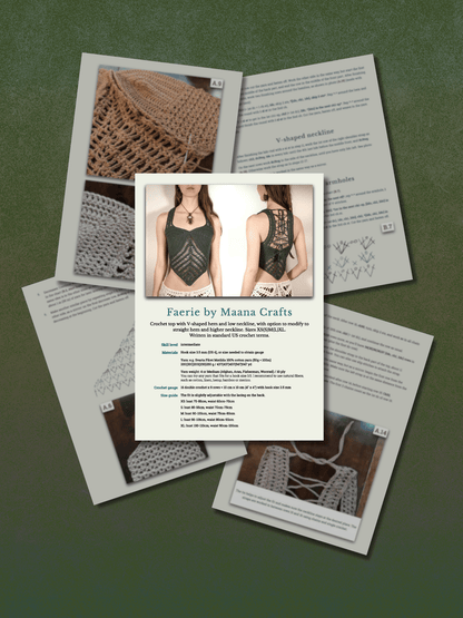 FAERIE crochet tutorial: Lace top with V - shaped or straight hem - Maana Crafts