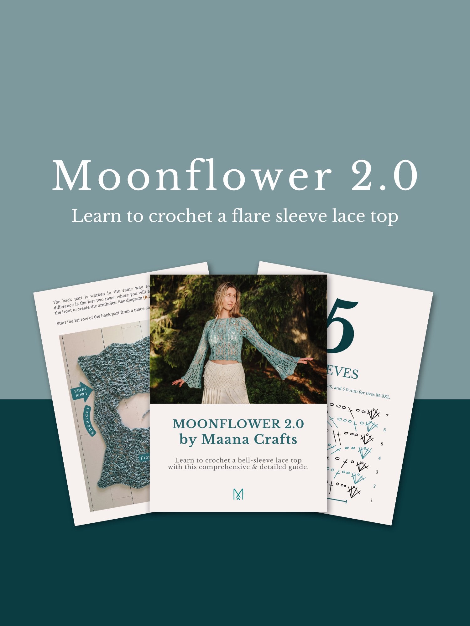 MOONFLOWER 2.0 crochet tutorial: Lace top with bell sleeves - Maana Crafts