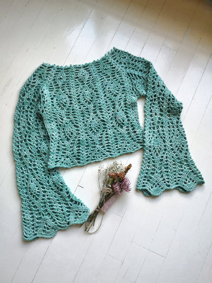 MOONFLOWER 2.0 crochet tutorial: Lace top with bell sleeves - Maana Crafts