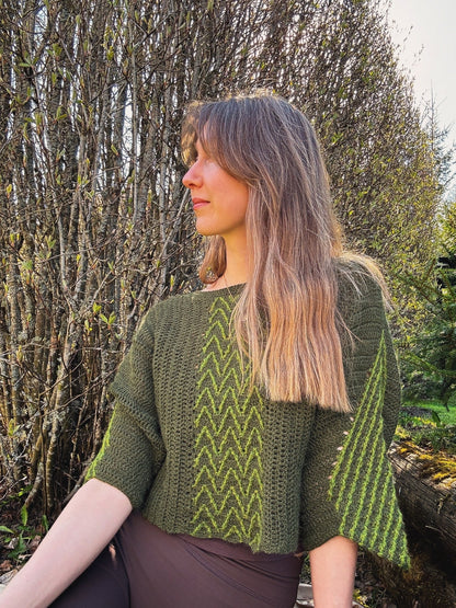 NOSTALGIA crochet pattern: Long sleeve sweater with wave pattern - Maana Crafts