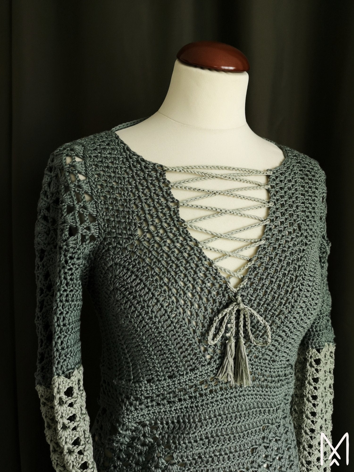 Olive Lace Crochet Dress | XS - S - Maana Crafts