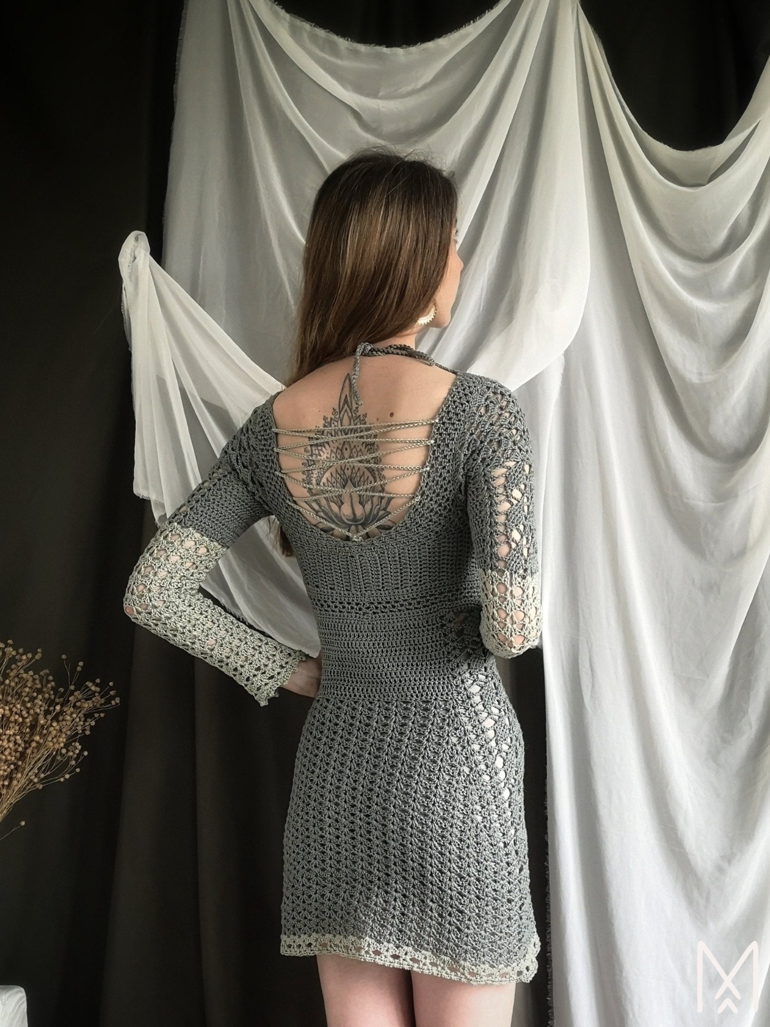 Olive Lace Crochet Dress | XS - S - Maana Crafts