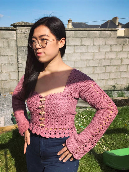 OLIVIA crochet tutorial: Cute cardigan with buttons - Maana Crafts