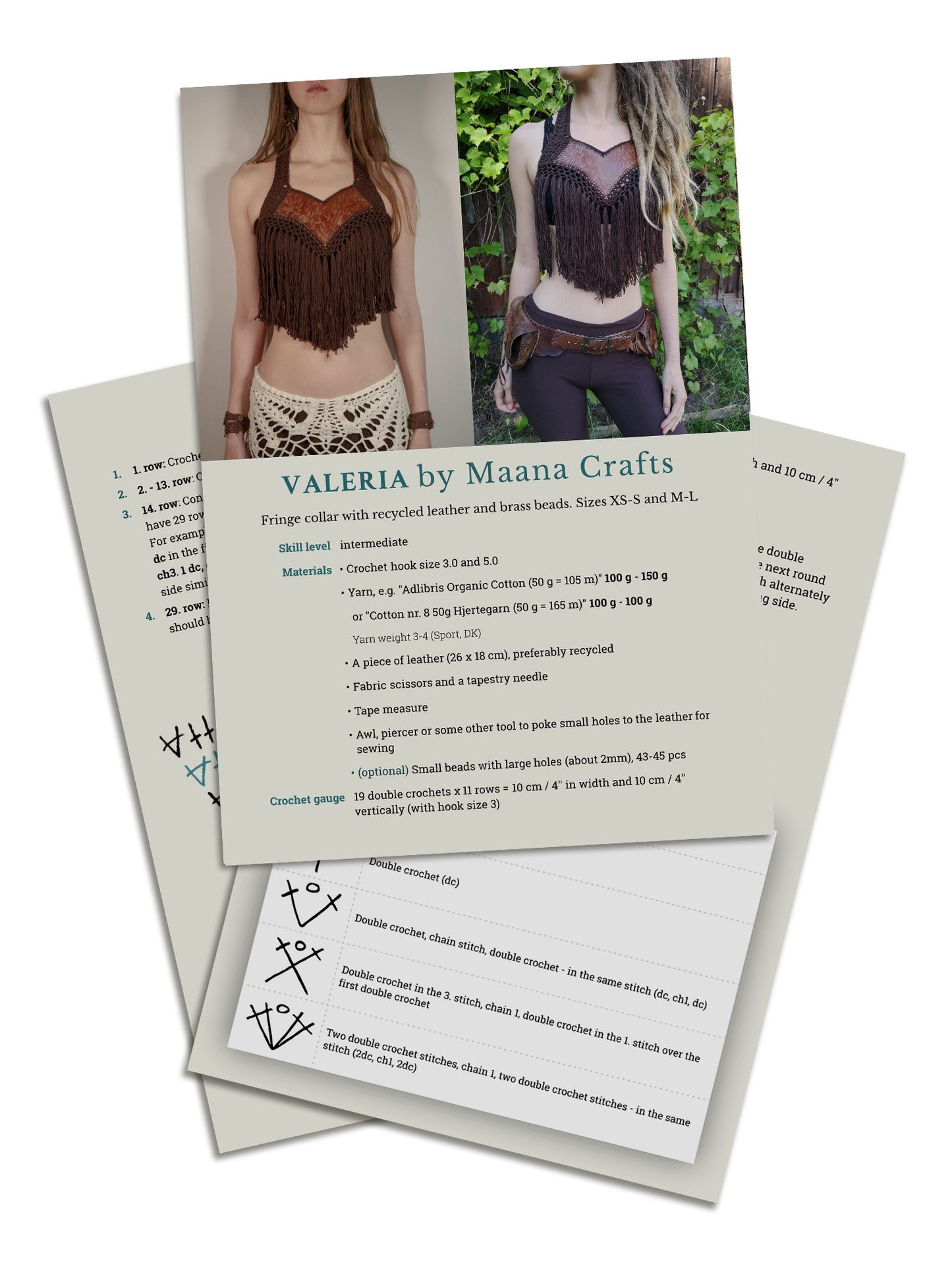 VALERIA crochet tutorial: Fringe collar with leather neckline - Maana Crafts