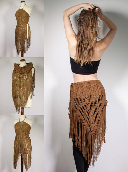 WILD THING crochet tutorial: Multi - way triangle fringe skirt - Maana Crafts