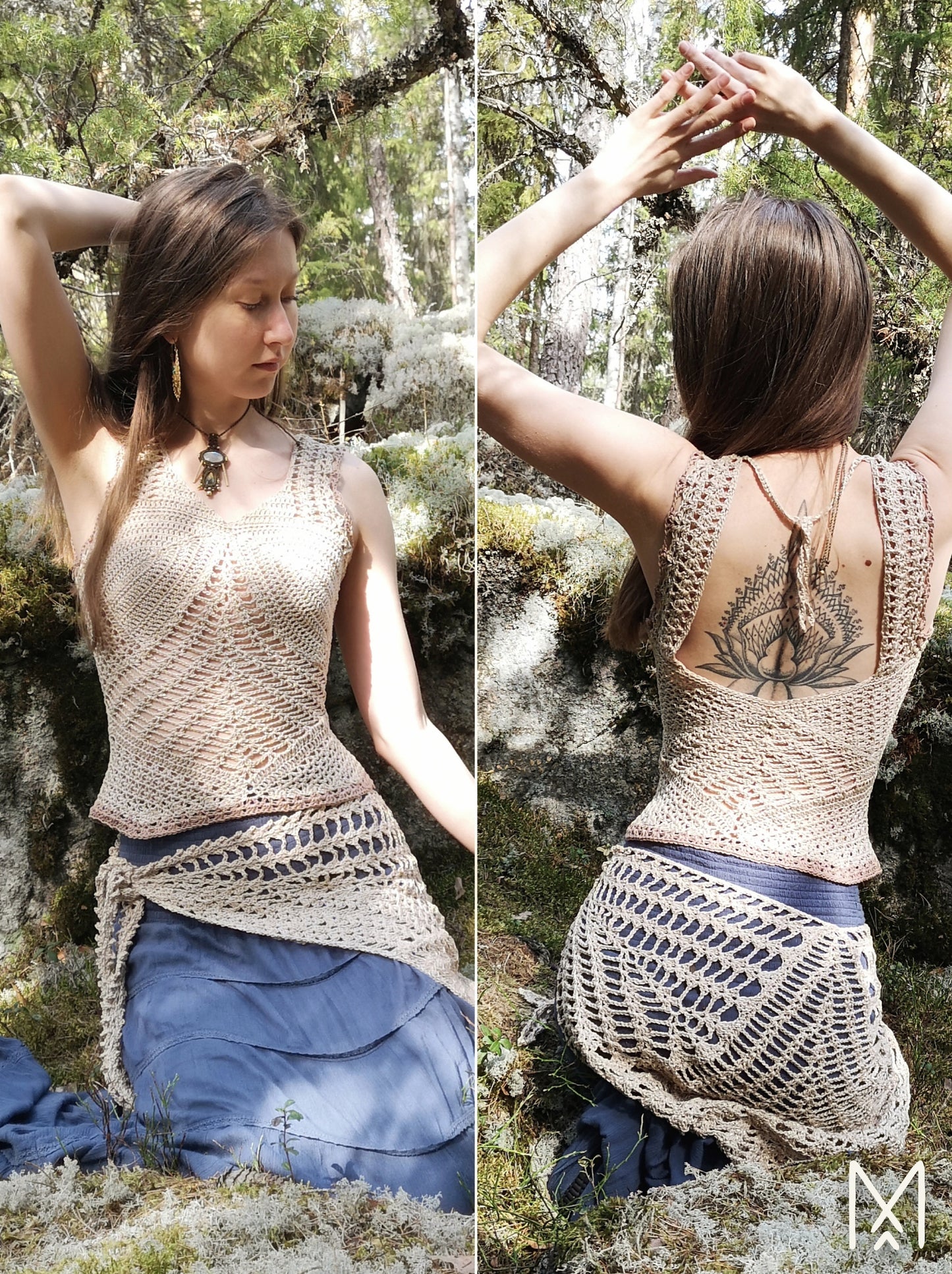 FAERIE | PDF crochet pattern | Lace top with V-shaped or straight hem