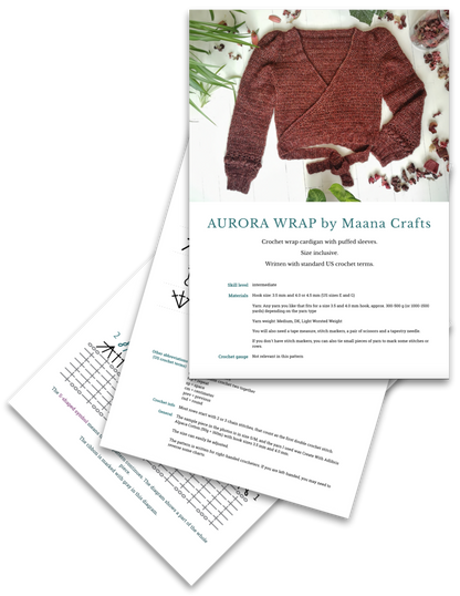 AURORA | PDF crochet pattern | Wrap cardigan with puffed shoulders