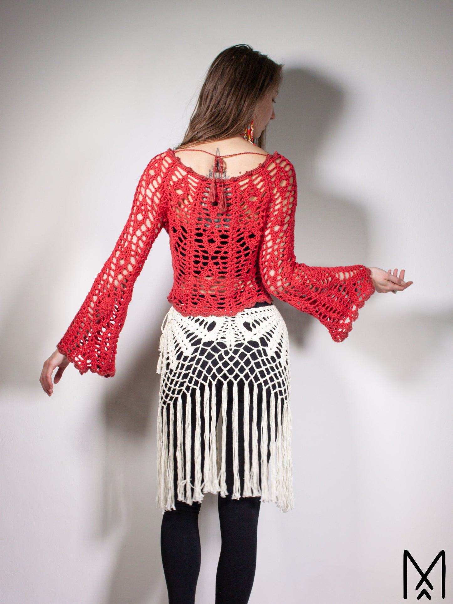 MOONFLOWER | PDF crochet pattern | Bohemian lace sweater with bell sleeves