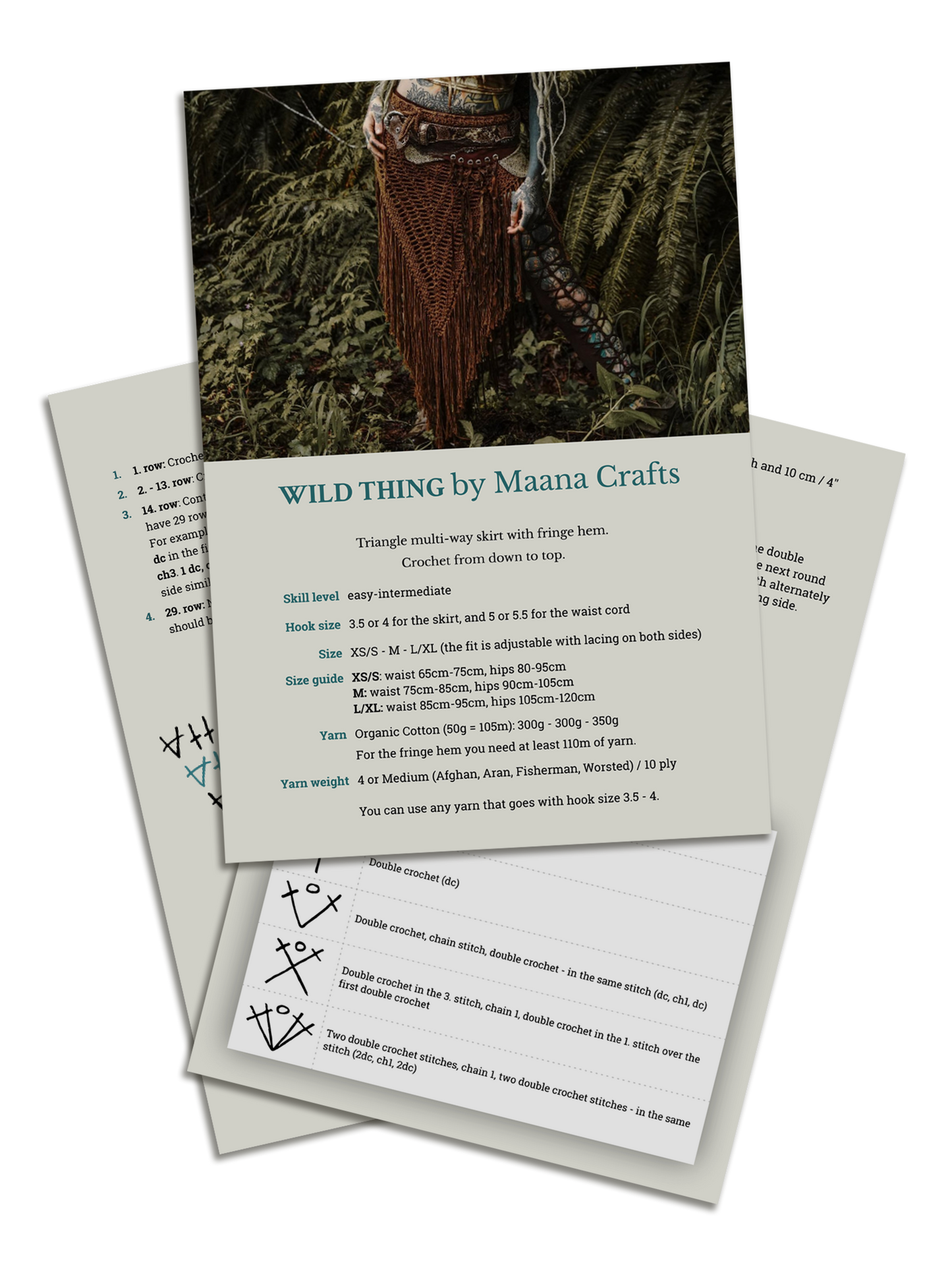 WILD THING | PDF crochet pattern | Multi-way triangle fringe skirt