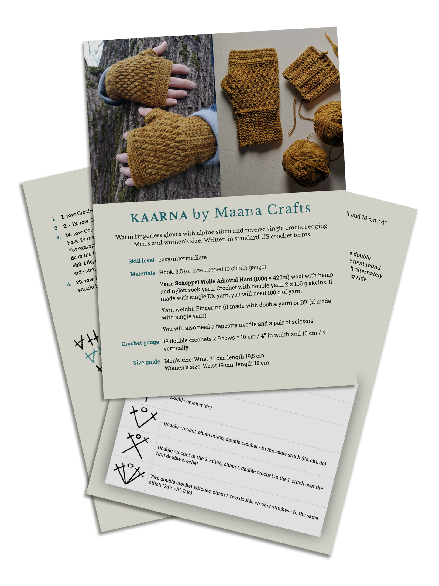 KAARNA | PDF crochet pattern | Fingerless gloves